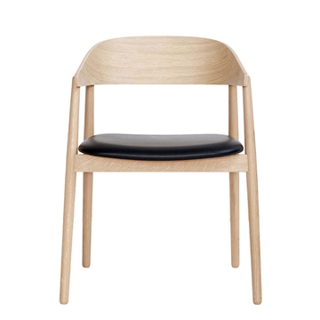 Andersen Furniture AC2 Lenestol - Hvitpigmentert matt lakk - Skinn Sort - L1000