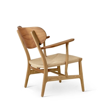 Carl Hansen & Søn CH22 Loungestol - Oljet eik/Teak m/naturfletting Rygg