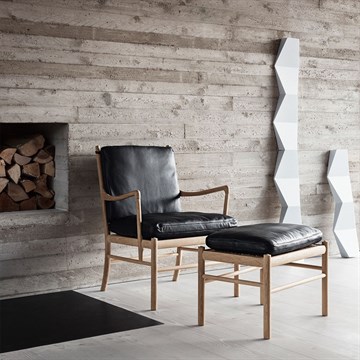 Carl Hansen & Søn Ow149 Colonial Stol Skinn med fotstøtte