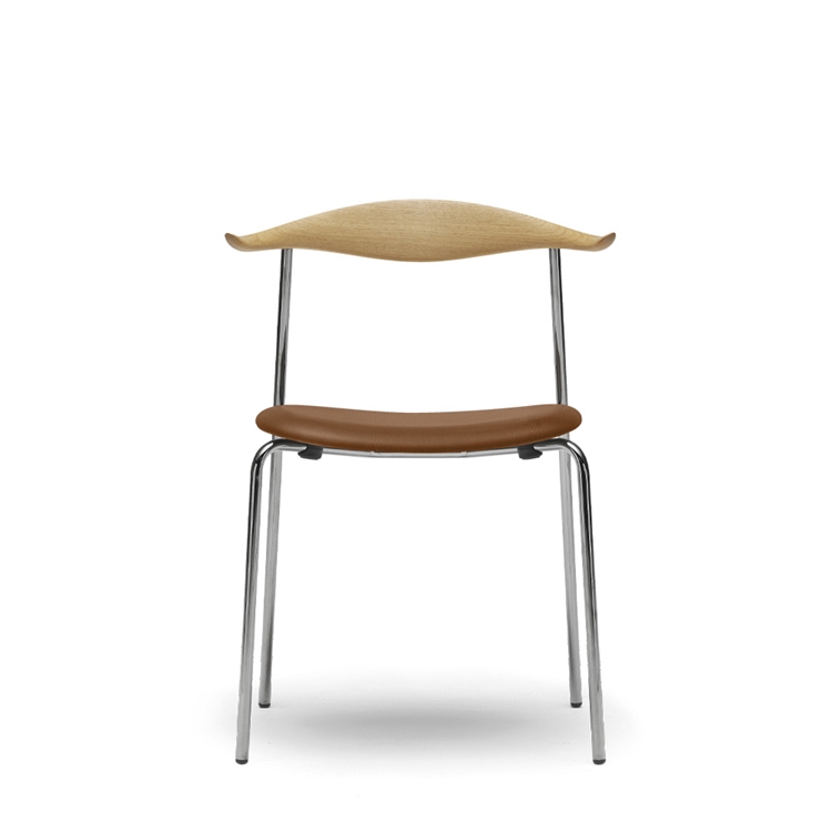 Carl Hansen & Søn CH88P Spisestuestol Skinn Olje Eik/Cognac Thor 307 med rustfri ramme