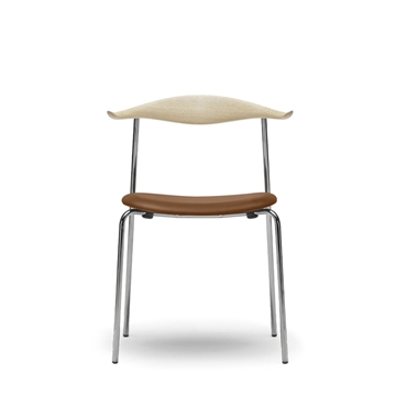 Carl Hansen & Søn CH88P Spisestuestol Skinnsåpe Eik/Cognac Thor 307 med rustfri ramme