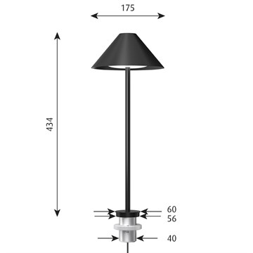 Louis Poulsen Keglen Bordlampe M/Stikk Sort Mål