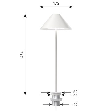 Louis Poulsen Keglen Bordlampe M/Stikk Hvit Mål