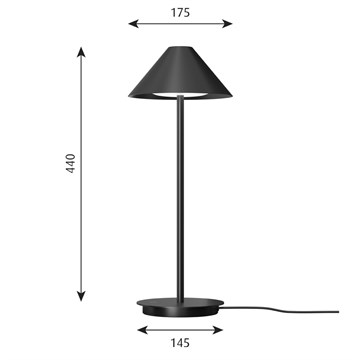 Louis Poulsen Keglen Bordlampe M/Fot Svart mål