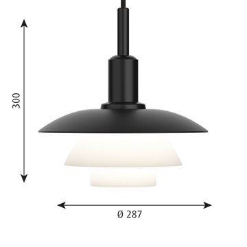 Louis Poulsen PH 3/3 Pendel Metall Sort/Glass Mål