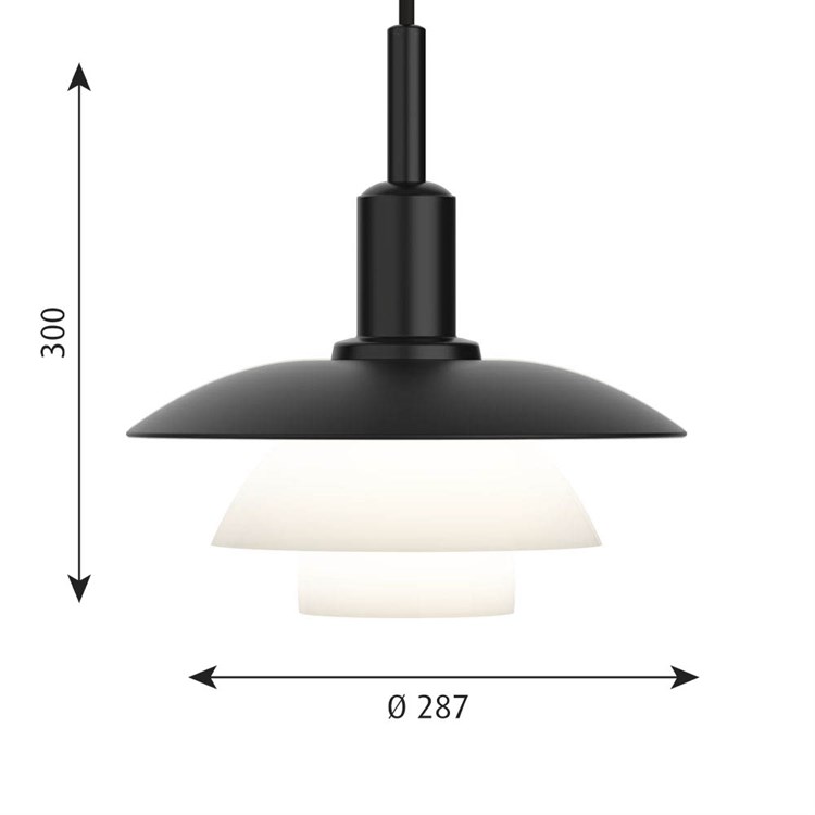 Louis Poulsen PH 3/3 Pendel Metall Sort/Glass Mål