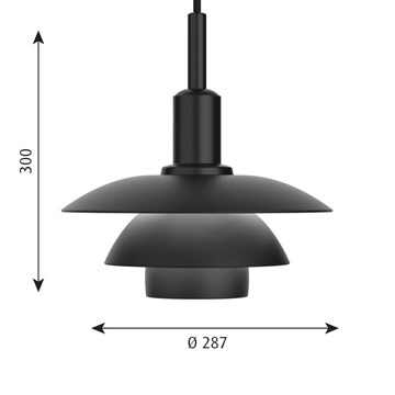 Louis Poulsen PH 3/3 anheng Metall Svart Mål