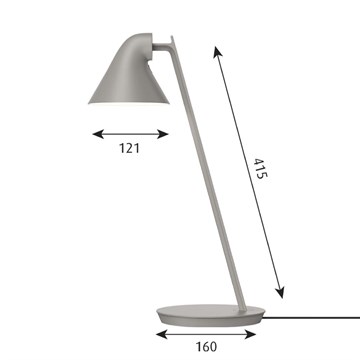 Louis Poulsen NJP Mini Bordlampe Alugrå dimensjoner