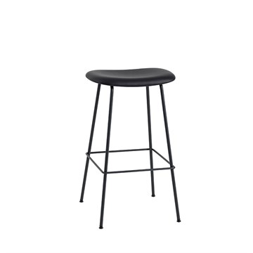 Muuto Fiber Barstool 75cm i stål og sort skinn