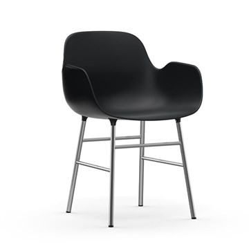 Normann Copenhagen Form Spisestuestol m/armlene Krom/Sort Skraa