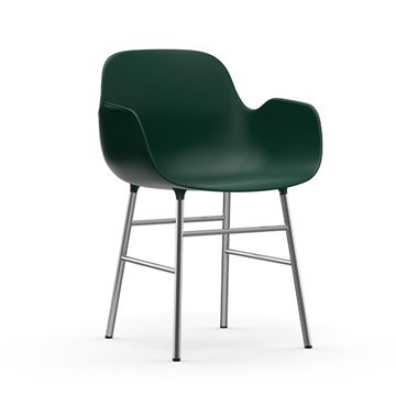 Normann Copenhagen Form Spisestuestol m/armlene Krom/Grønn Skraa