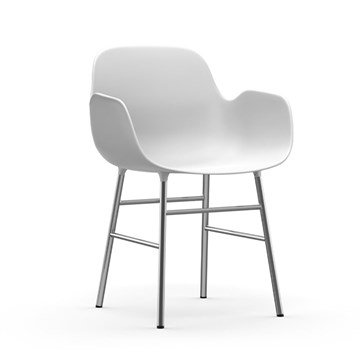 Normann Copenhagen Form Spisestuestol m/armlene Krom/Hvit Skraa