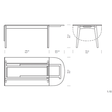 Carl Hansen og Søn CH006 Spisebord - mål